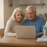 Older adults reviewing Medicare knee replacement coverage at home