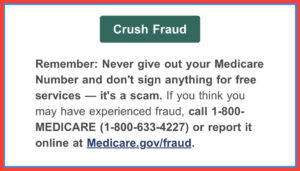 A poster on Medicare fraud prevention - Crush Fraud.