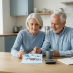 Couple reviewing a Medigap rate increase notice and monthly premium costs