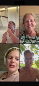 Bruns-Kyler family chatting with each other online.