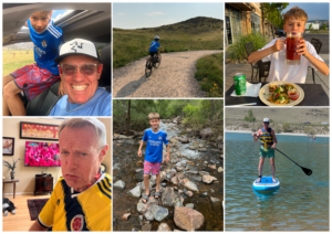A montage of photos of Karl and Justin doing different activities in Colorado.