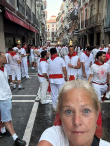 Quantz taking a selfie in Spain for the Running of the Bulls.