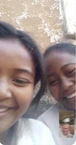 Mitia and her sister Facetiming with Karl and Quantz.