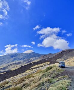 A blue sky with white clouds.