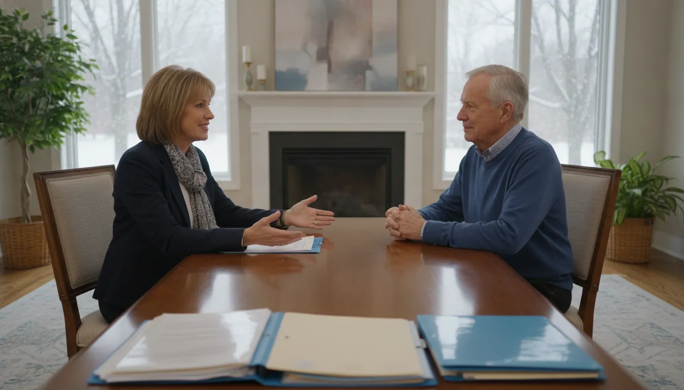 Medicare advisor discussing Michigan Medicare Advantage options with an older couple