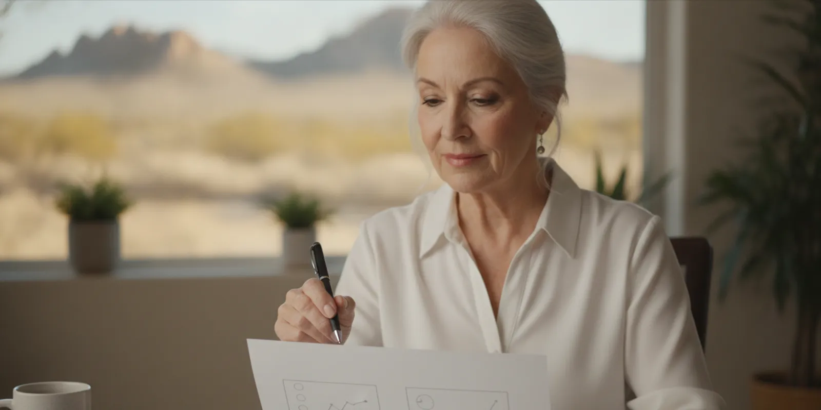 Older adult reviewing Medicare Supplement plan information at a home desk
